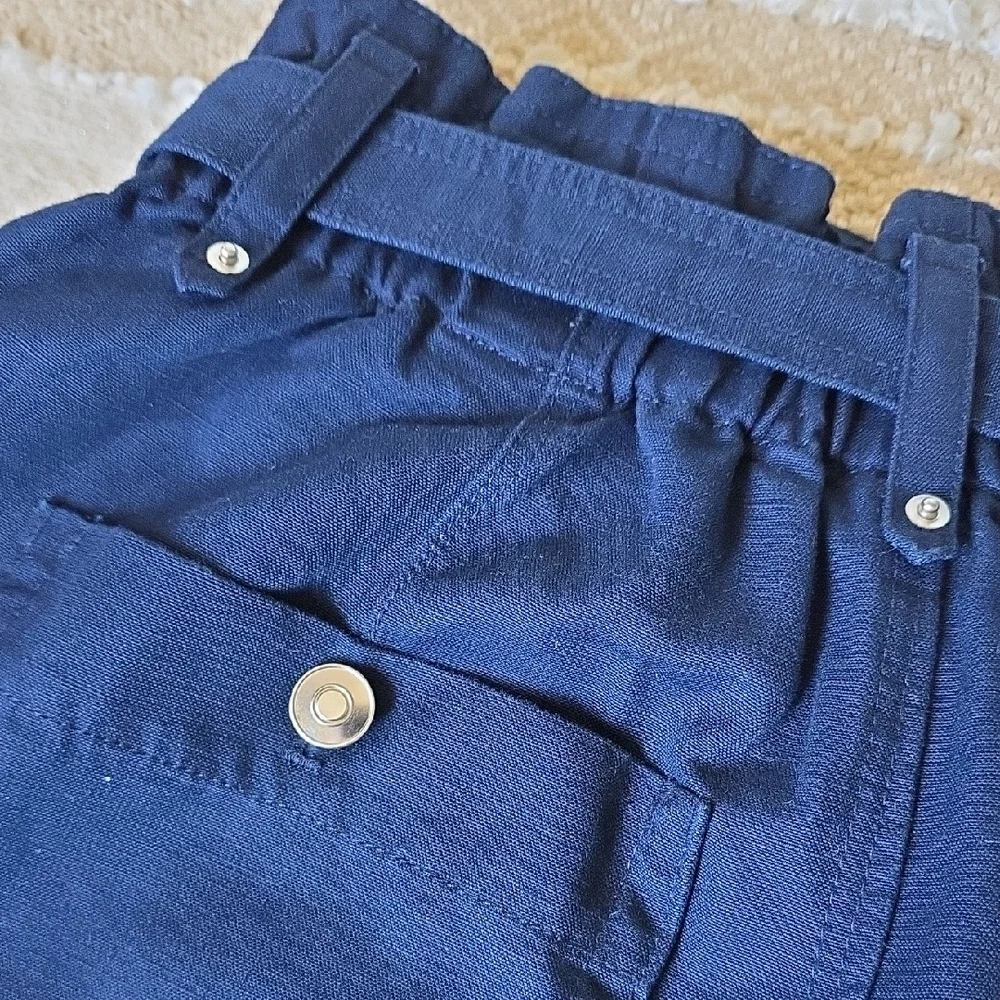 Banana Republic Navy Ankle Pants Stretch Waist Belt Size 8 (Relaxed Fit)